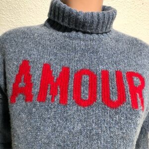 Zadig & Voltaire Blue/Gray Turtleneck Sweater with Red Detail. (fits like Small)